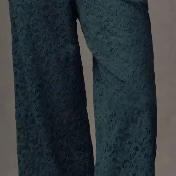 Maeve Dark Green Lace Track Pants - Picture 1 of 6